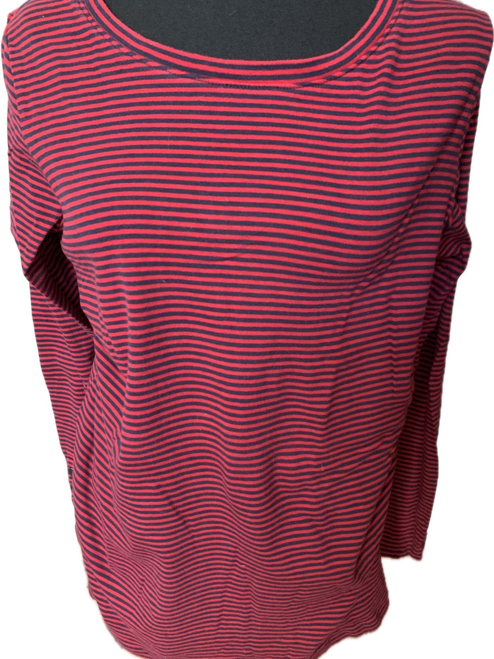 Talbots Red and Black Striped Tee
